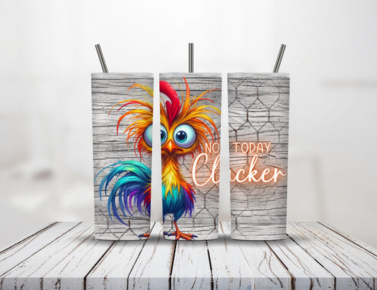 20 oz Stainless Steel Tumbler With Sliding Lid - Rainbow Rooster & Funny Quote